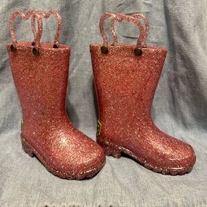 Sparkly Pink Glitter Light Up Toddler Rain Boots